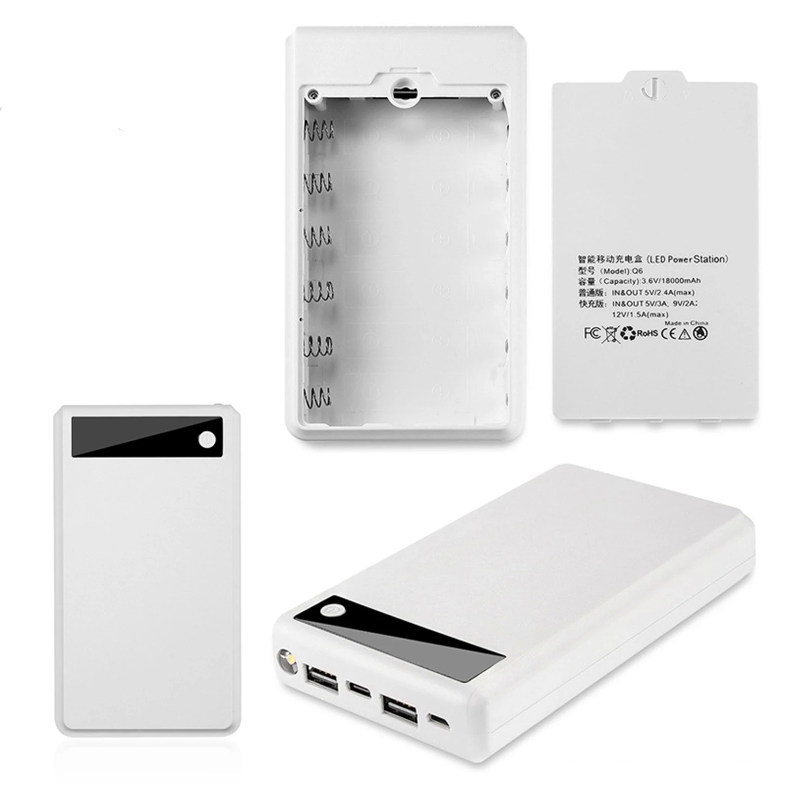 Power Bank Case  Practical Large Capacity Replaceable  6 X 18650 Battery Charger Case DIY Box for Smartphone