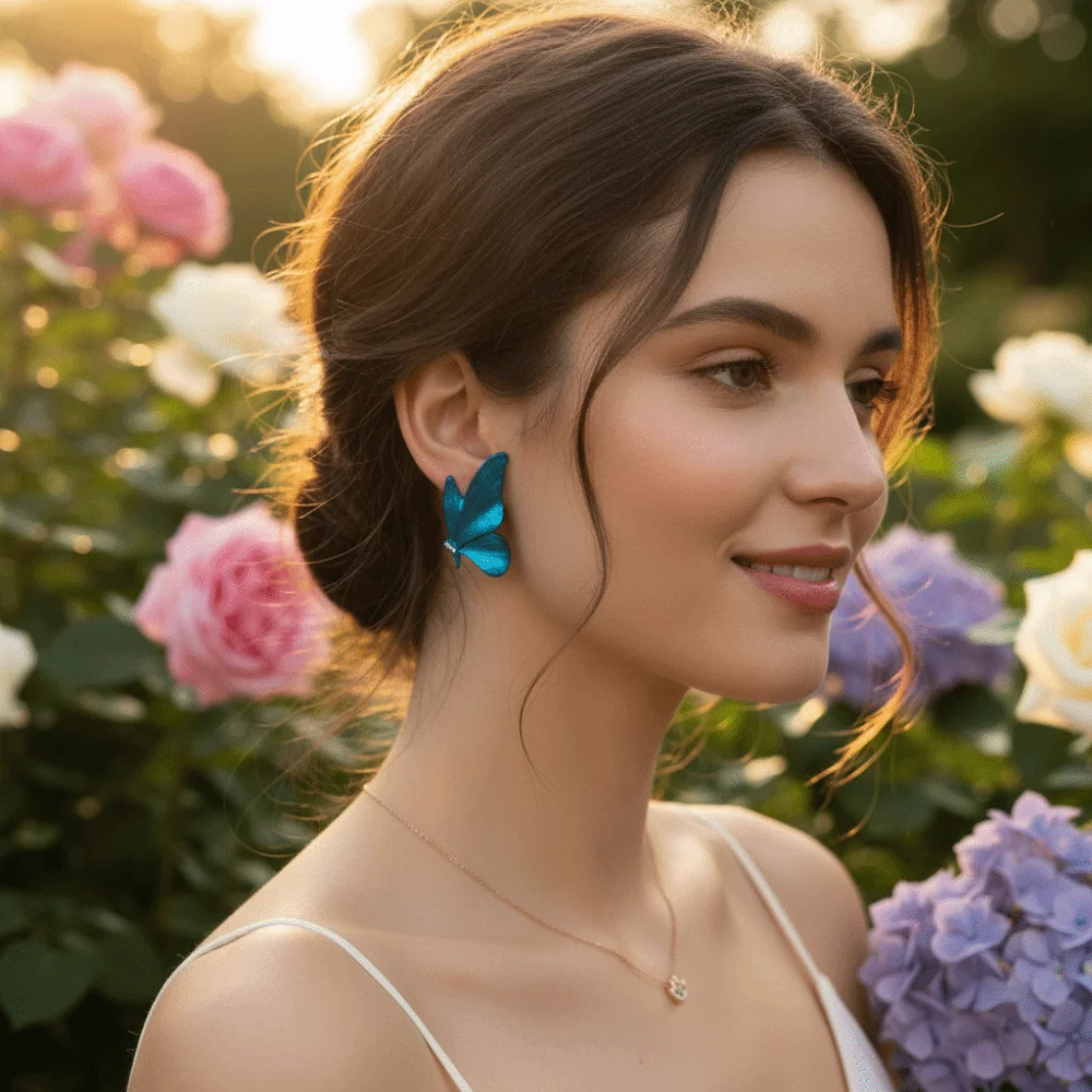 Temperament Zircon Butterfly Earrings Light Luxury Elegant Vintage Earrings Delicate Sweet Butterfly Stud Jewelry Gifts