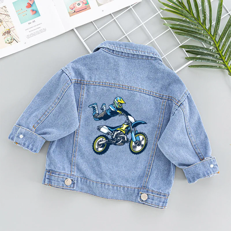 Motorcycle Motocross Rider Patches for Clothes Heat Transfer Thermal Stickers DIY T shirt Iron on for Woman Jackets Appliqued