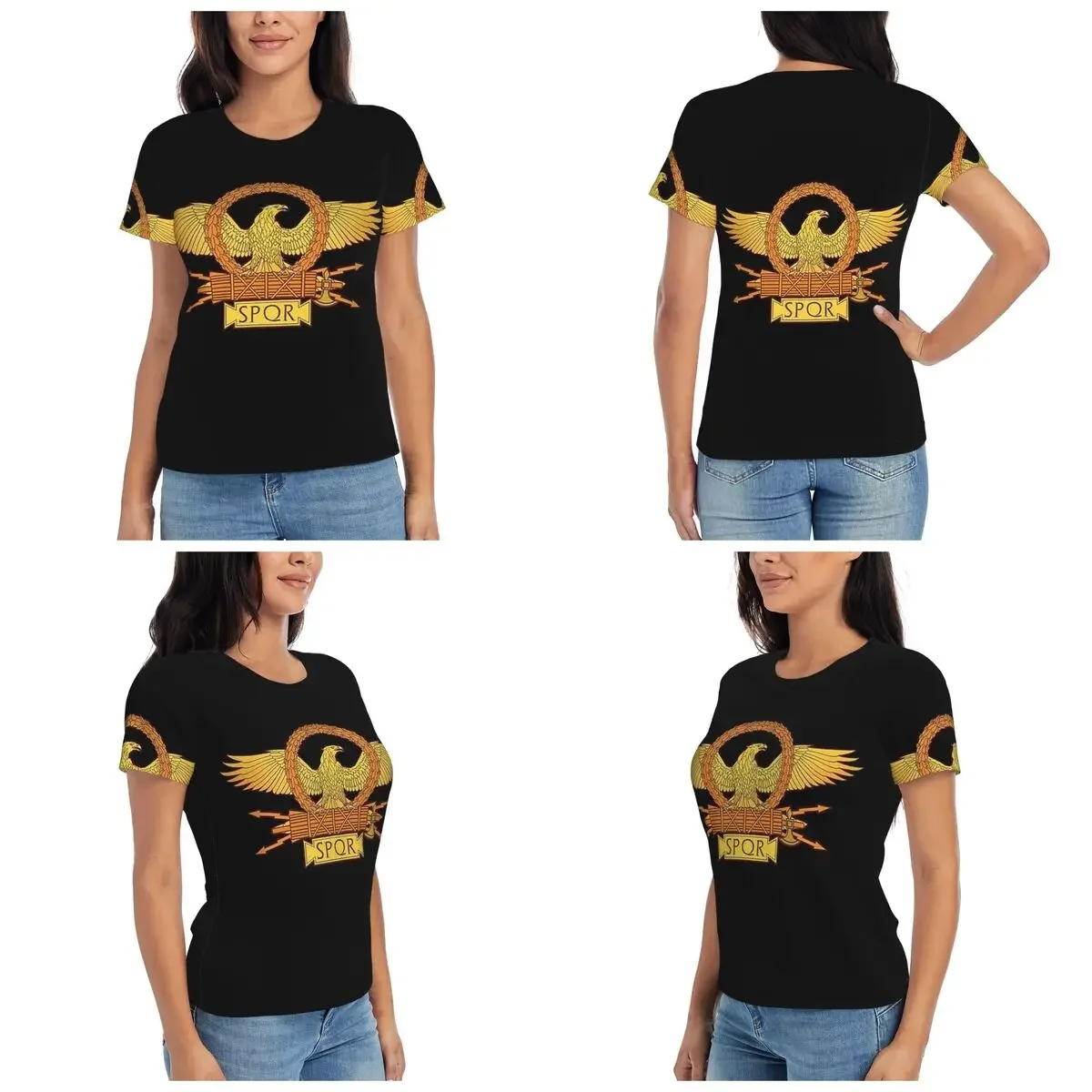 Ancient Roman SPQR T-Shirt for Women Round Neck Streetwear T Shirts Women's Short Sleeve Summer Clothes Tops