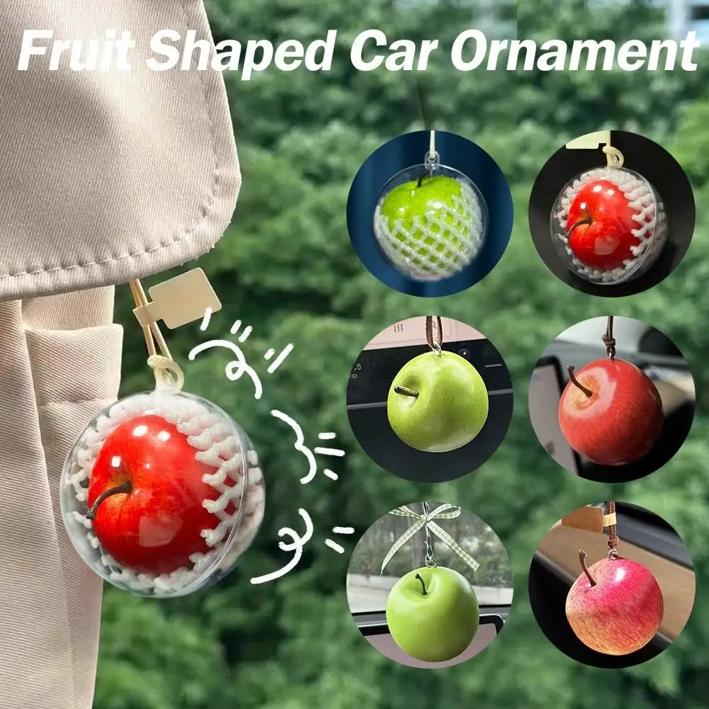 Car Interior Pendant Red Apple Rear View Mirror Car Charm Ornament Hanging Ornaments Pendants for Christmas Tree Decorations Car