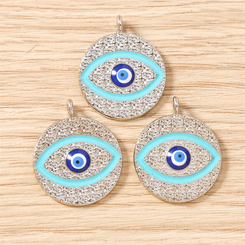 10 Stück 22x26mm Niedliche Emaille-Metall-Anhänger mit Bösem Auge für Schmuckherstellung, Ohrhänger, Halsketten, DIY-Bastelzubehör – Detail 13