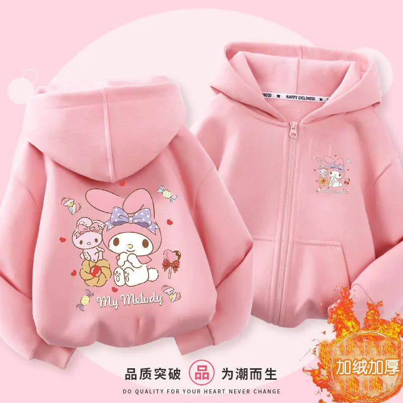 Kuromi Zipper Hoodies Girls Cinnamoroll Sweatshirt Autumn And Winter Long Sleeve Harajuku Pullovers Series Stich Casual Hooded