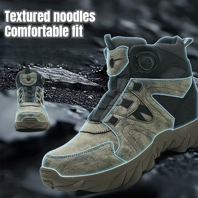 Big Size 37-48 Men Steel Head Safety Motorcycle Riding Shoes Puncture and Smash Resistant for Outdoor Workshop Work Boot