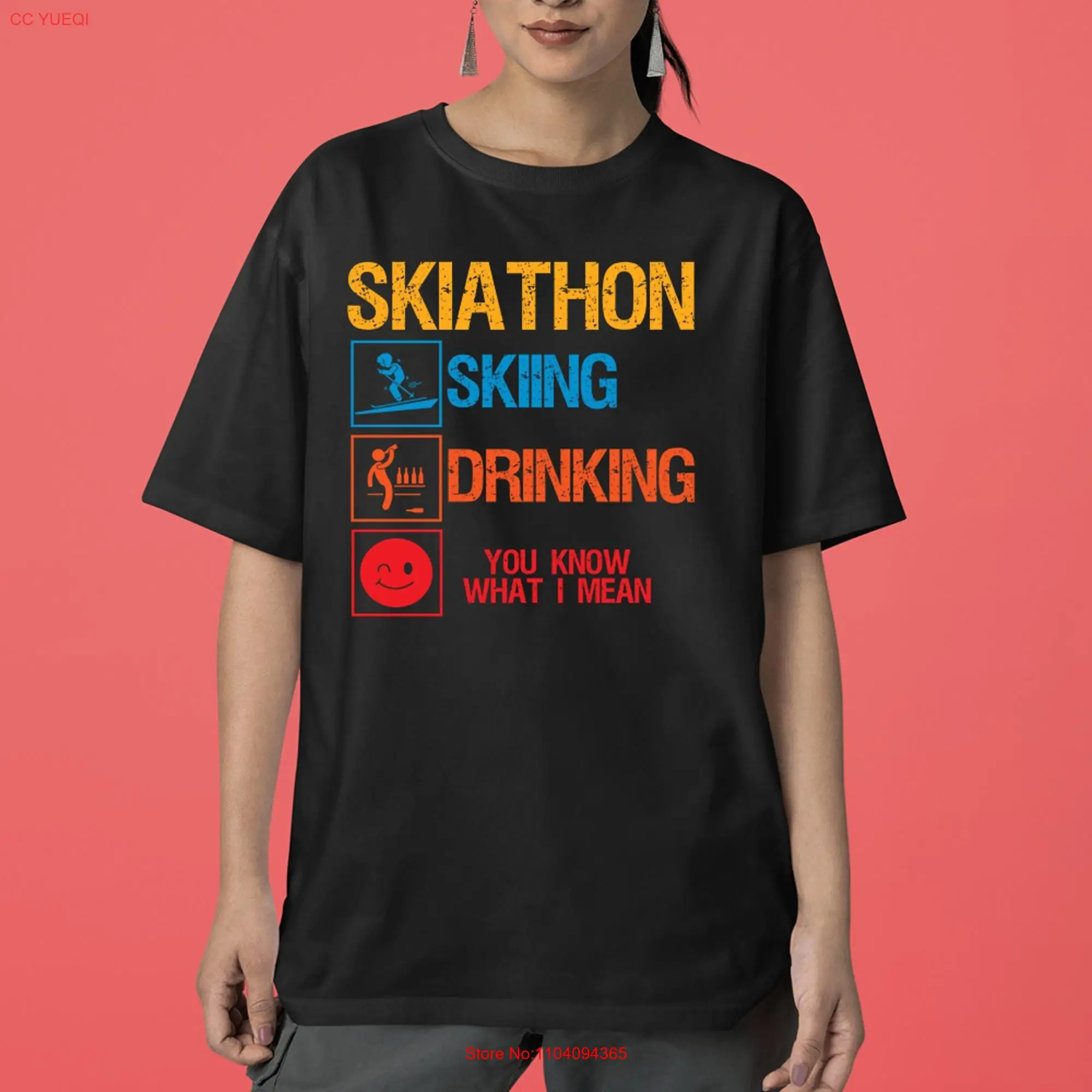 Skiathlon Extravaganza Skiing Drinking and Apres Ski Party T Shirt Fun Mountain Vibes long or short sleeves