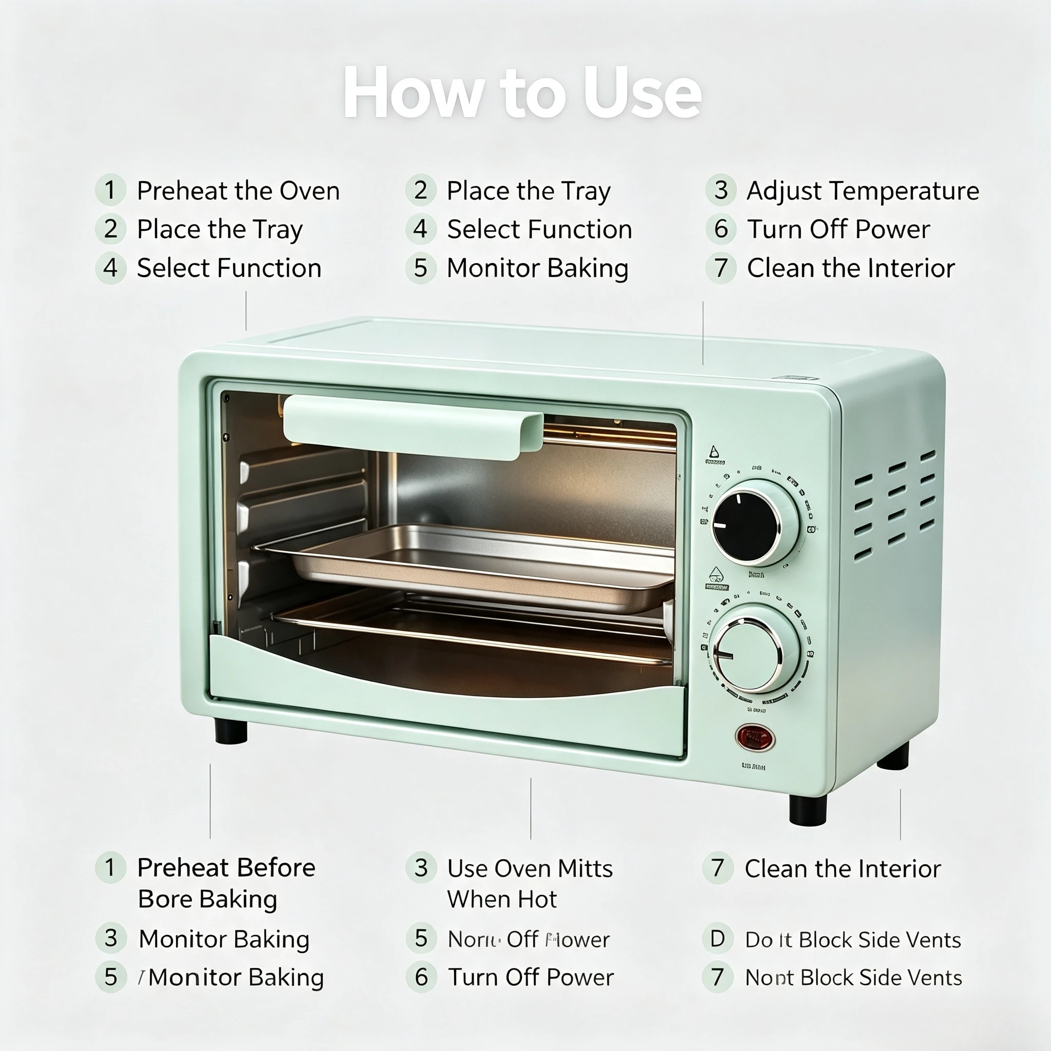 Mini Microwave Oven, Steaming & Baking All-in-One Compact Oven, Personal Small Household Electric Oven for Food Heating