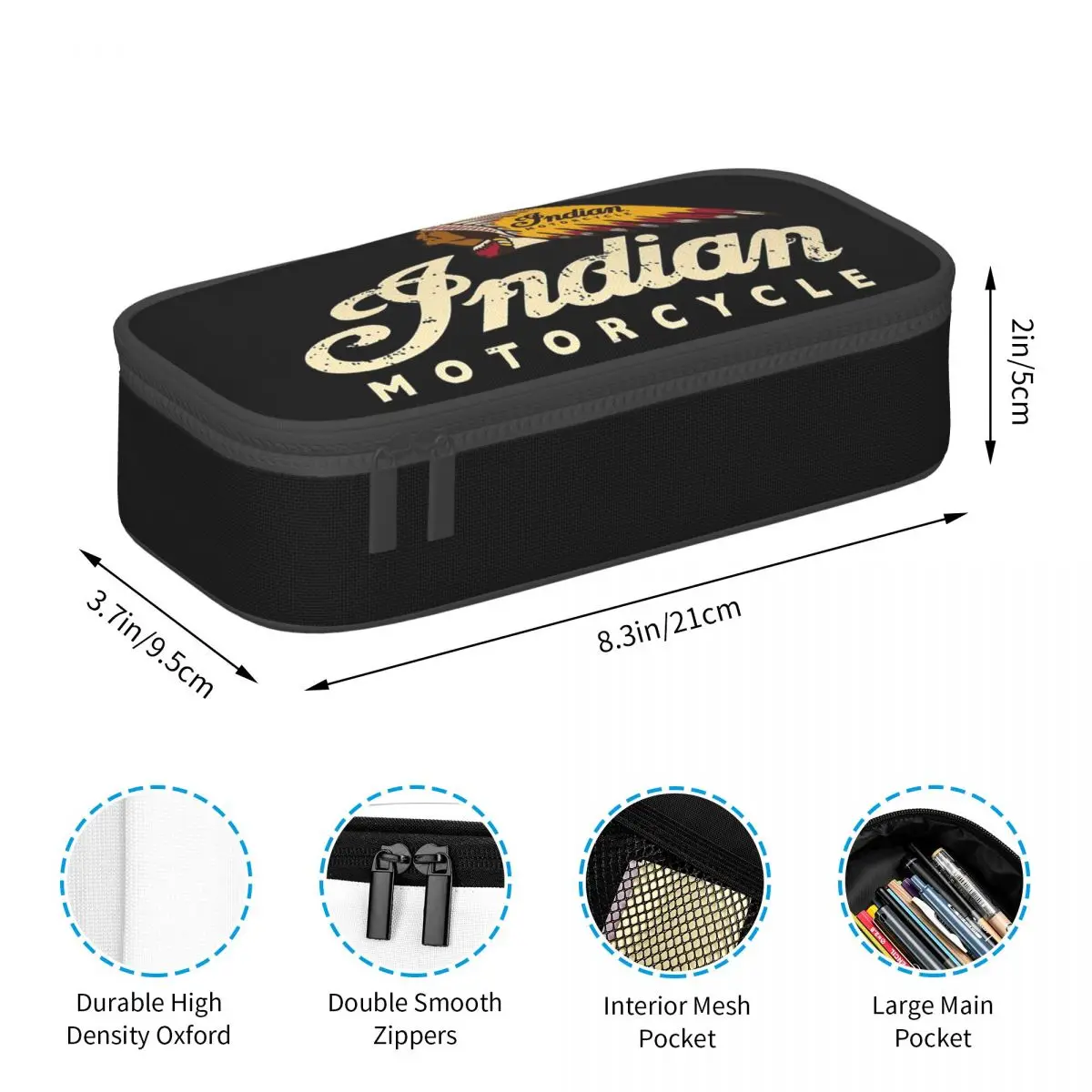 Indian-Motorcycles Logo Pencil Cases Big Capacity Pen Bags Pen Box Pencil Pouch For Boys Girls Students Stationery School Office