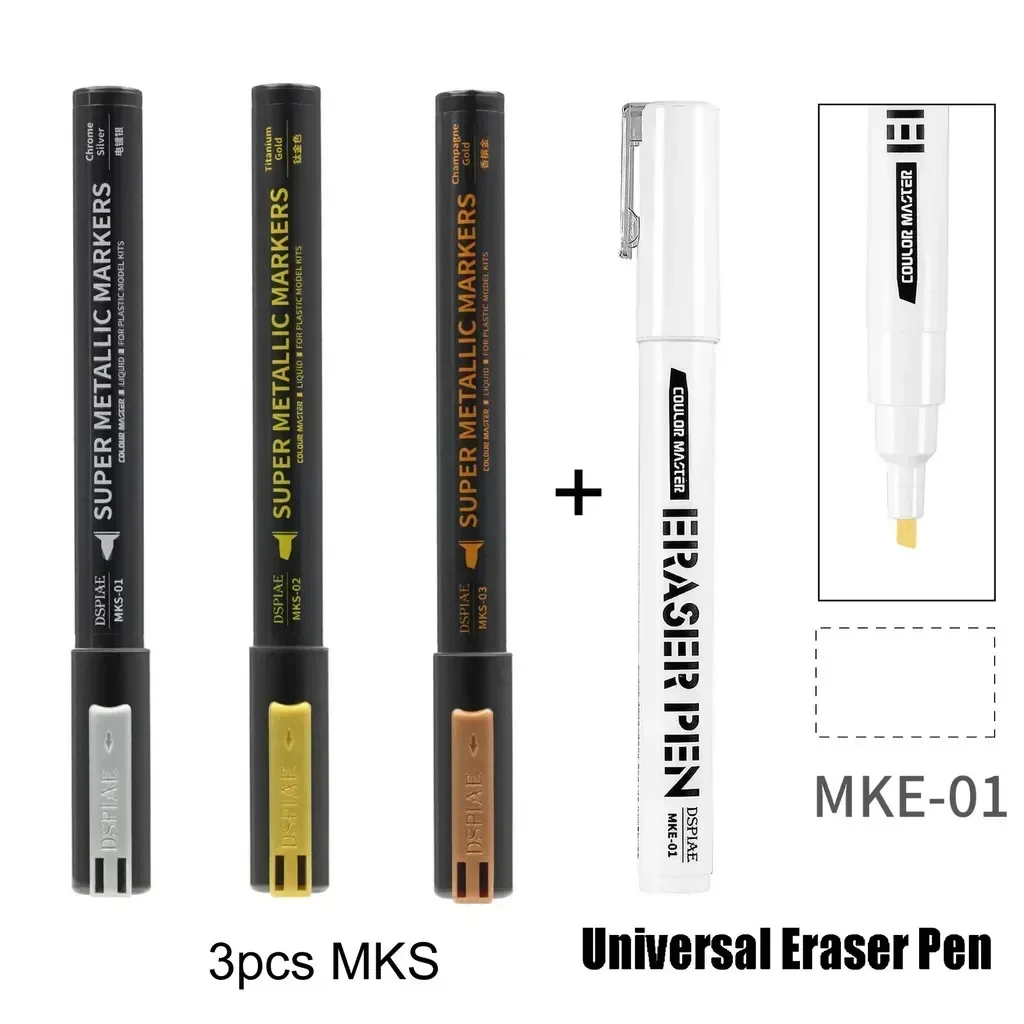 DSPIAE MKS Super Metallic Marker 2.0mm 0.5mm Dual Tips Pen voor Gundam Model Schilderen Hobby DIY Tool Chroom Zilver Champagne goud