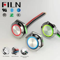 FILN Stainless Steel Push Button Switch Short-Throw Self-Reset Momentary 19mm LED Touch Elevator Button