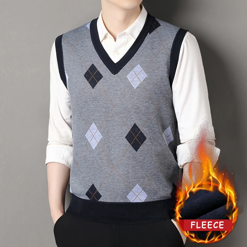 

2026 Spring New Men's Smart Casual Vest Business Casual V Neck Knitting Pullover Vests Men Sleeveless Knitting Suit Vest Sweater