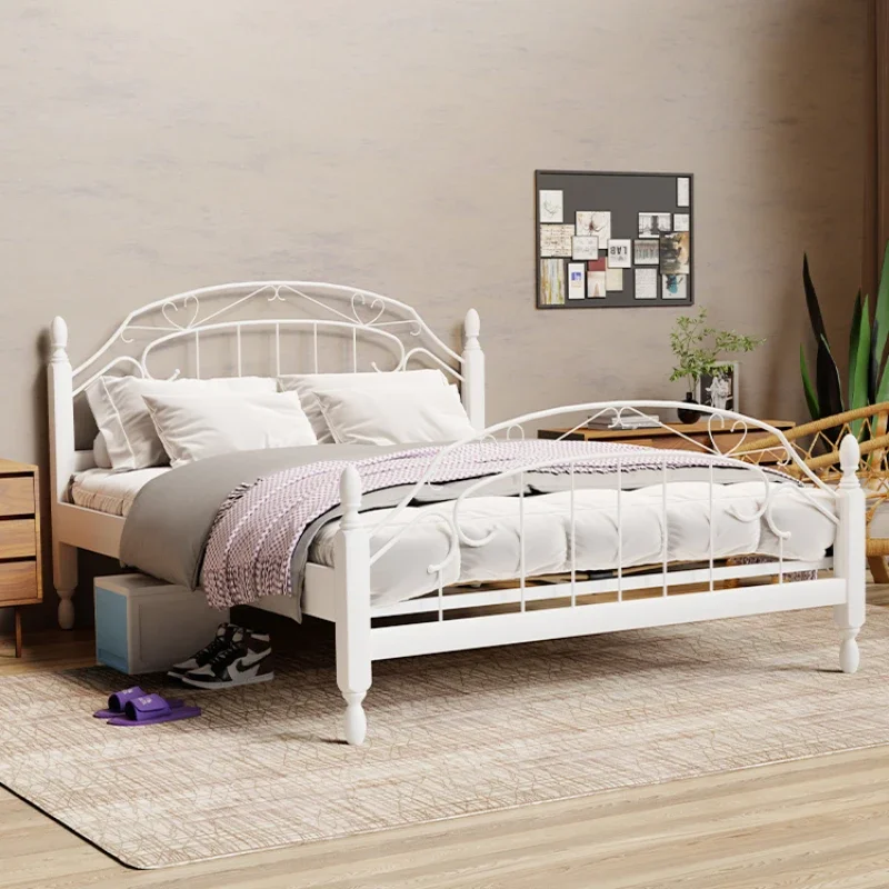 

French wrought iron bed 1.5 rental room iron frame bed household solid wood iron bed