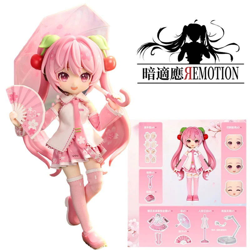 Q Version Blokees Hatsune Miku Sakura Miku Action Figure Joint Mobility Anime Assembly Figurine Toys Doll Collection Modle Gifts image 3