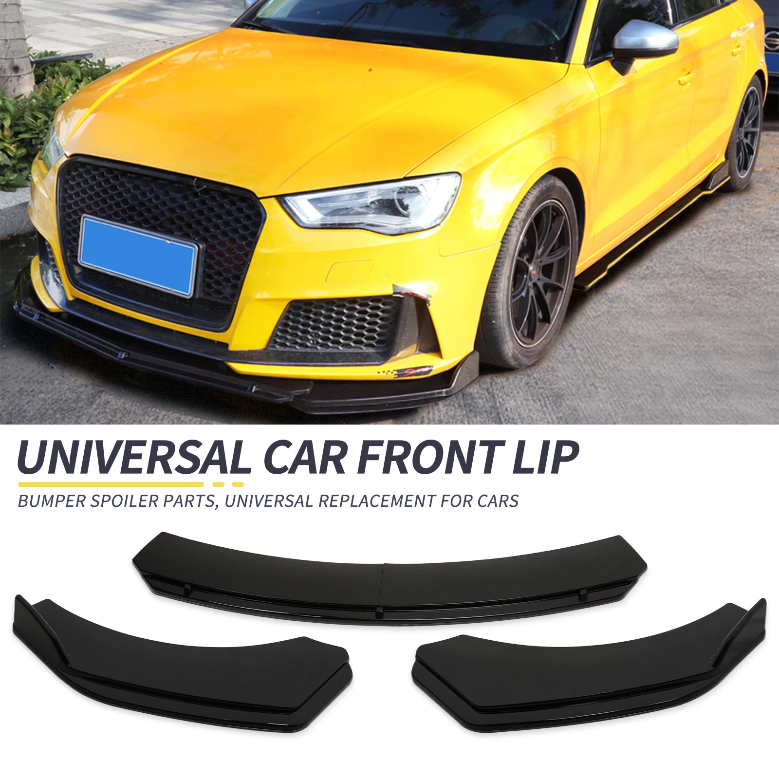 4PCS Car Front Bumper Lip Body Kit Spoiler Splitter PP Bumper Canard Lip Splitter For Honda For Audi For BMW