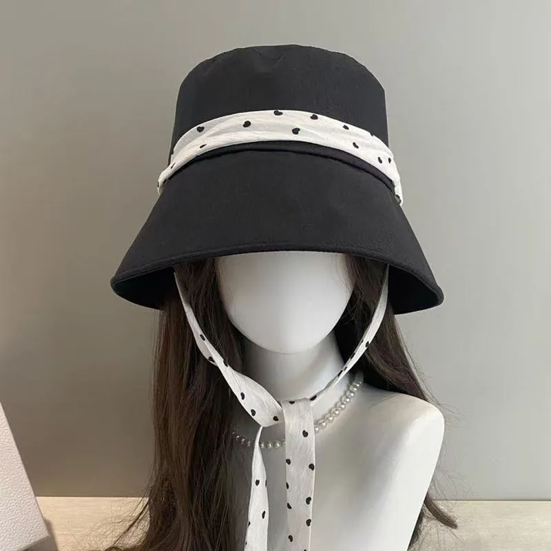 2026 Summer New Linen Cotton Lace Up Fresh Bucket Hat for Women Outdoor Sunscreen Hat Versatile Travel Fold Fisherman Panama Cap