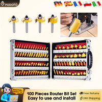 Podofo 100Pcs/Set Shank Tungsten Carbide Router Bit Woodworking Milling Cutter For Woodworkers And Beginners