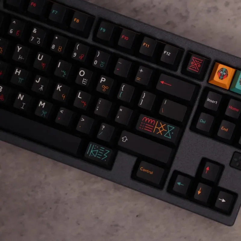 GMK CYL Tribal Keycap Set 143Key PBT Custom Black Personalized KeyboardCap Cherry Profile Gaming KeyCap for Mechanical Keyboard