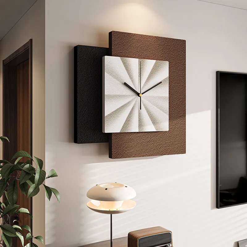Medieval Style TV Background Wall Clocks Decorative Painting Abstract Geometry Hanging Painting Living Room With Clock Mural