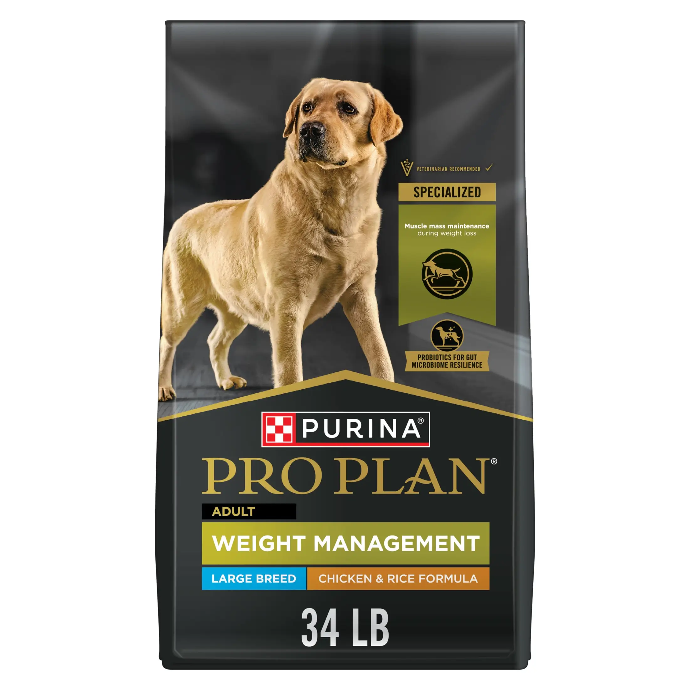 Large Breed Adult Dry Dog Food with Chicken and Rice for Weight Control 34 lb Bag