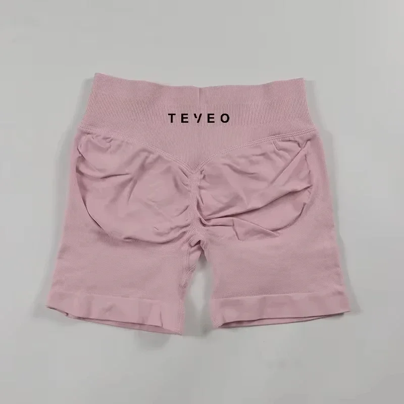 

New Multi-color TEVEO Low Rib New Cycling Yoga Pants Seamless Leggings Women's Sports Shorts Peach Hip Pants