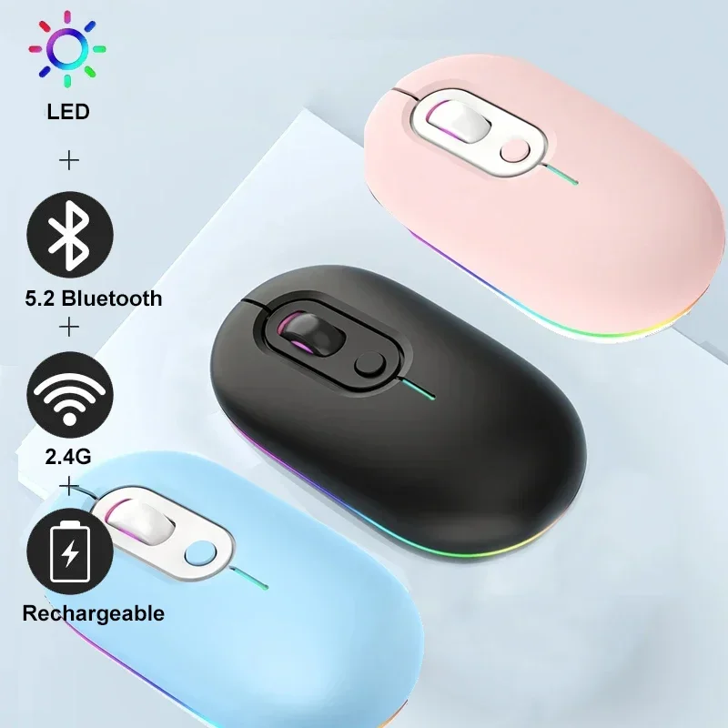 2.4G Wireless Mouse RGB Rechargeable Bluetooth Mice Wireless Computer Mause LED Backlit Ergonomic Gaming Mouse for Laptop PC