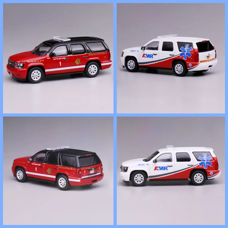 

596 Model 1:64 Tahoe AMR Off-road Rescue Police/Fire Painted Alloy Car Model Static Decoration Collectibles Gift Toys