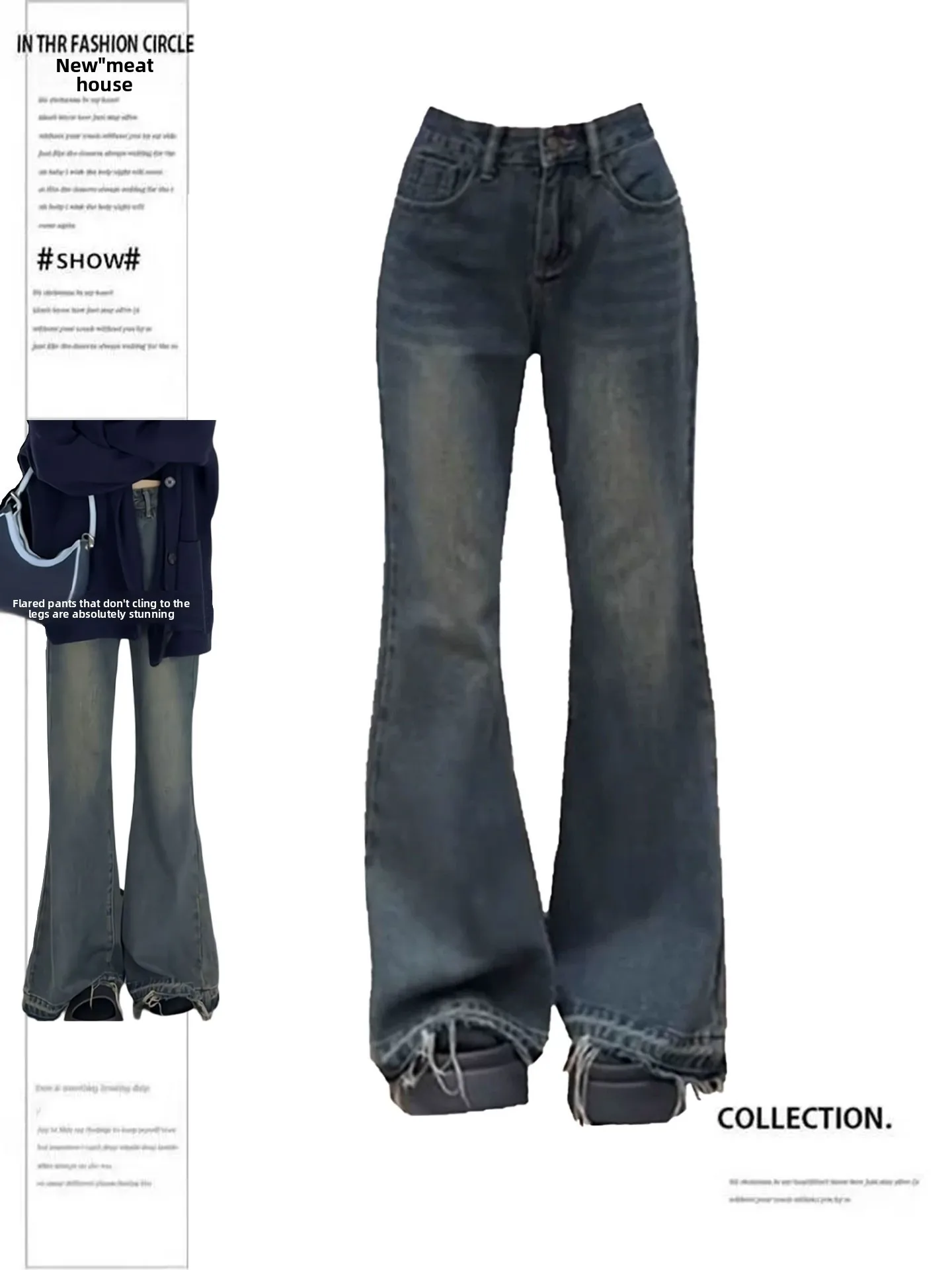 

High Waist Wide Leg Korean Sle Denim Jeans Women's Faion Frayed Straight Tube Pants Autumn Season plus Size Ladies