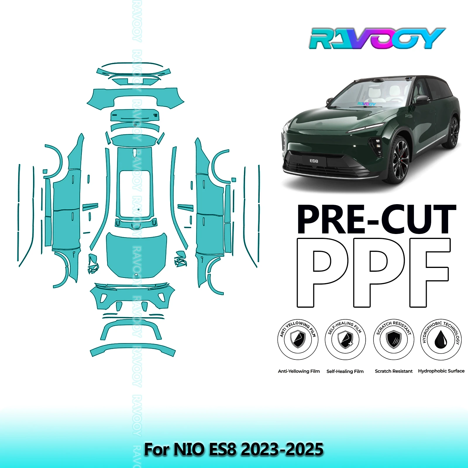 

Full Vehicle Clear Bra Precut PPF Paint Protection Film For NIO ES8 2023-2025