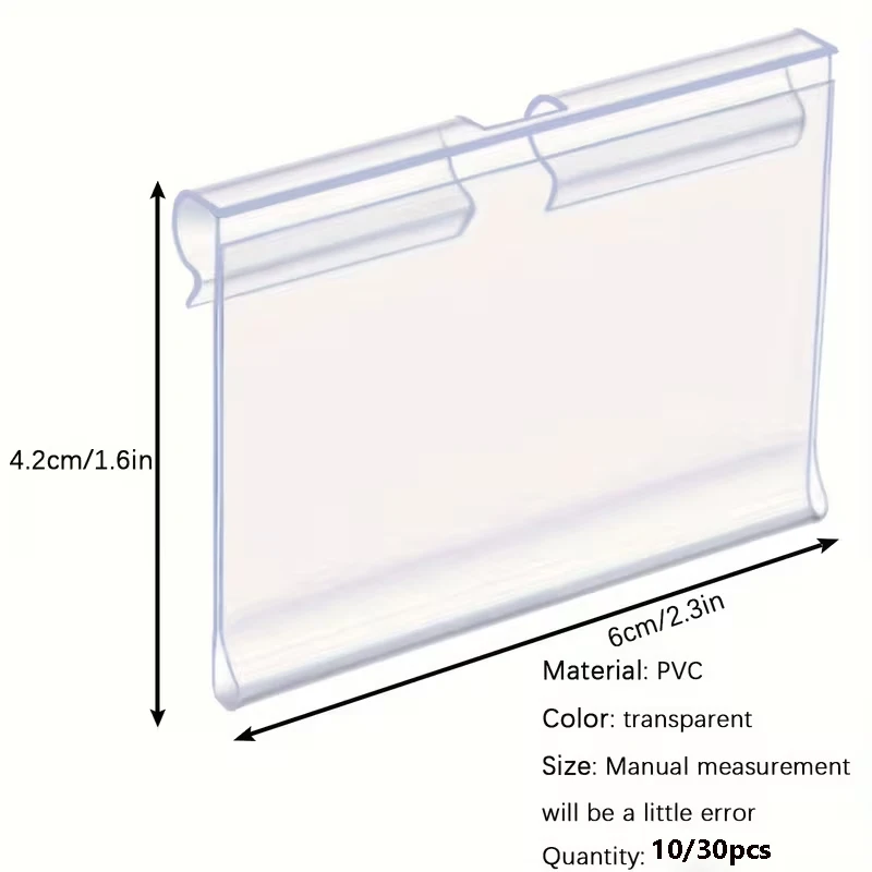 10/30Pcs Label Holder, PVC Transparent Plastic Reusable Price Tag Holder, Suitable for Large Shopping Malls, Supermarkets, Store