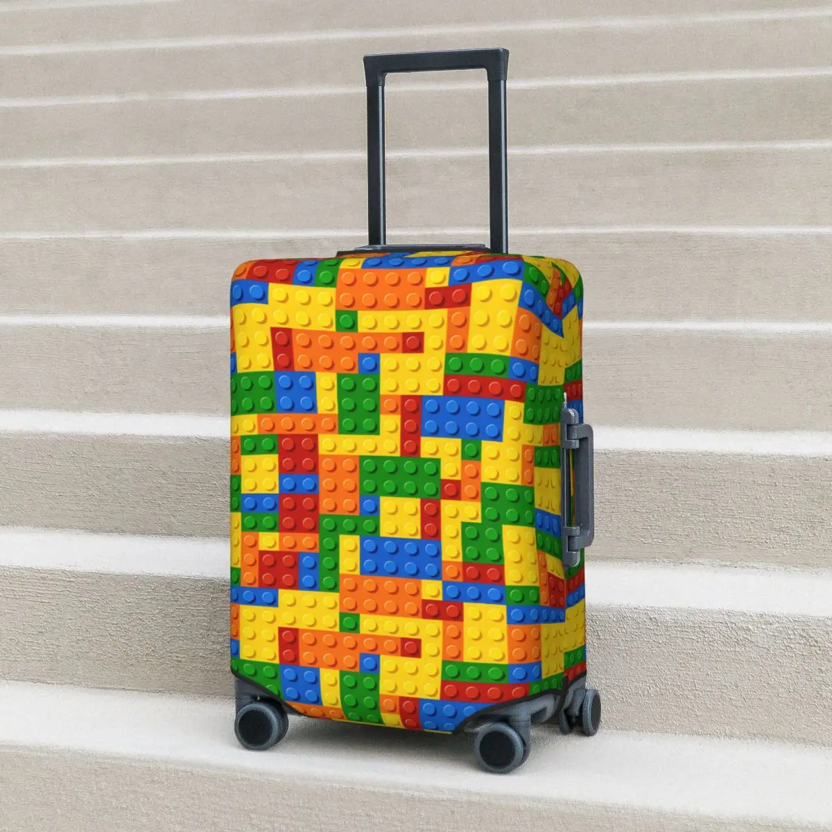 

Colorful Random Building Blocks Suitcase Cover Business Holiday Practical Luggage Accesories Protector