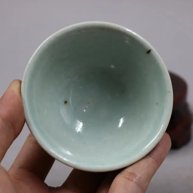 Retro Chinese Porcelain Hand Painted Blue And White Peacock Pattern Tea Cups 2.95 Inch