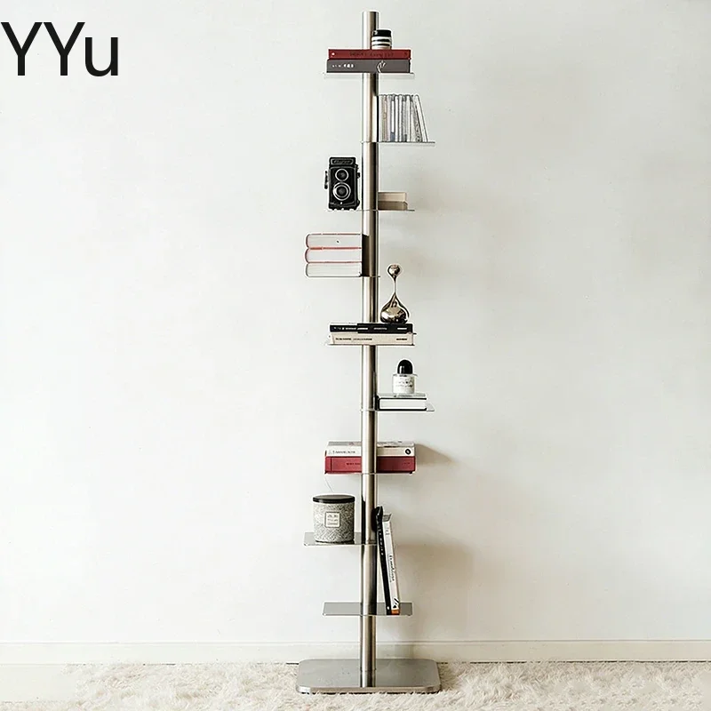 Designer Rotating Invisible Bookcases Multi-Layer Iron Display Rack Organizer Nordic Living Room Furniture Home Study Bookshelf