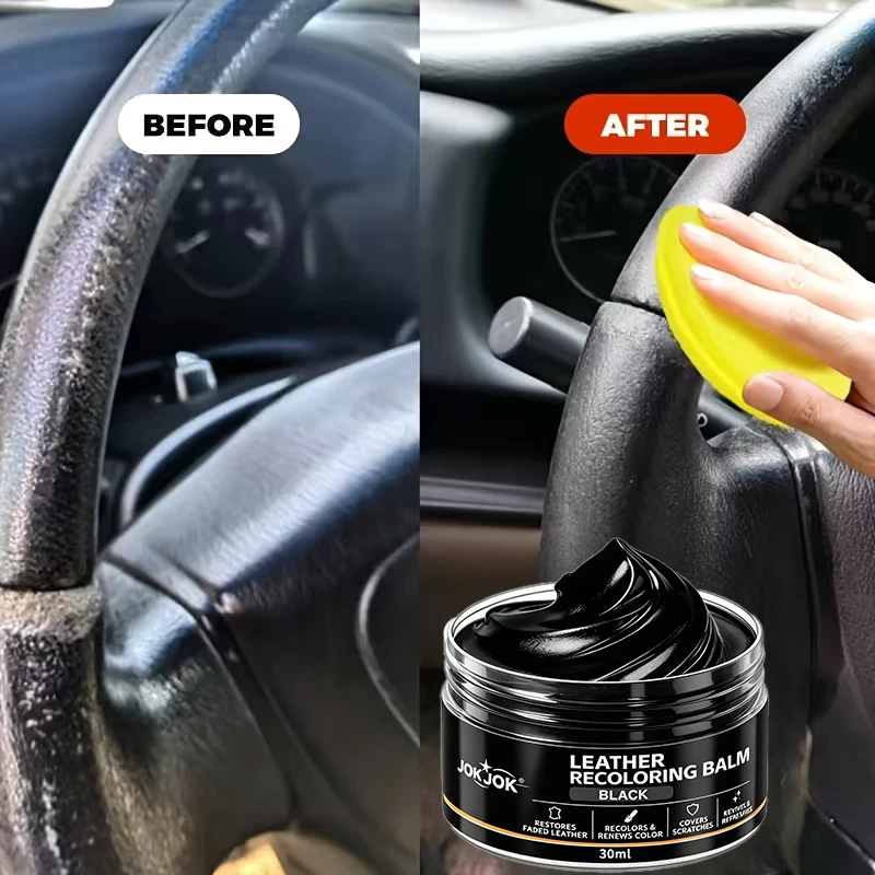 Black Leather Color Repair Cream, Anti-Abrasion Refurbishment Balm For Car Interior, No Fade On Sweaty Steering Wheels