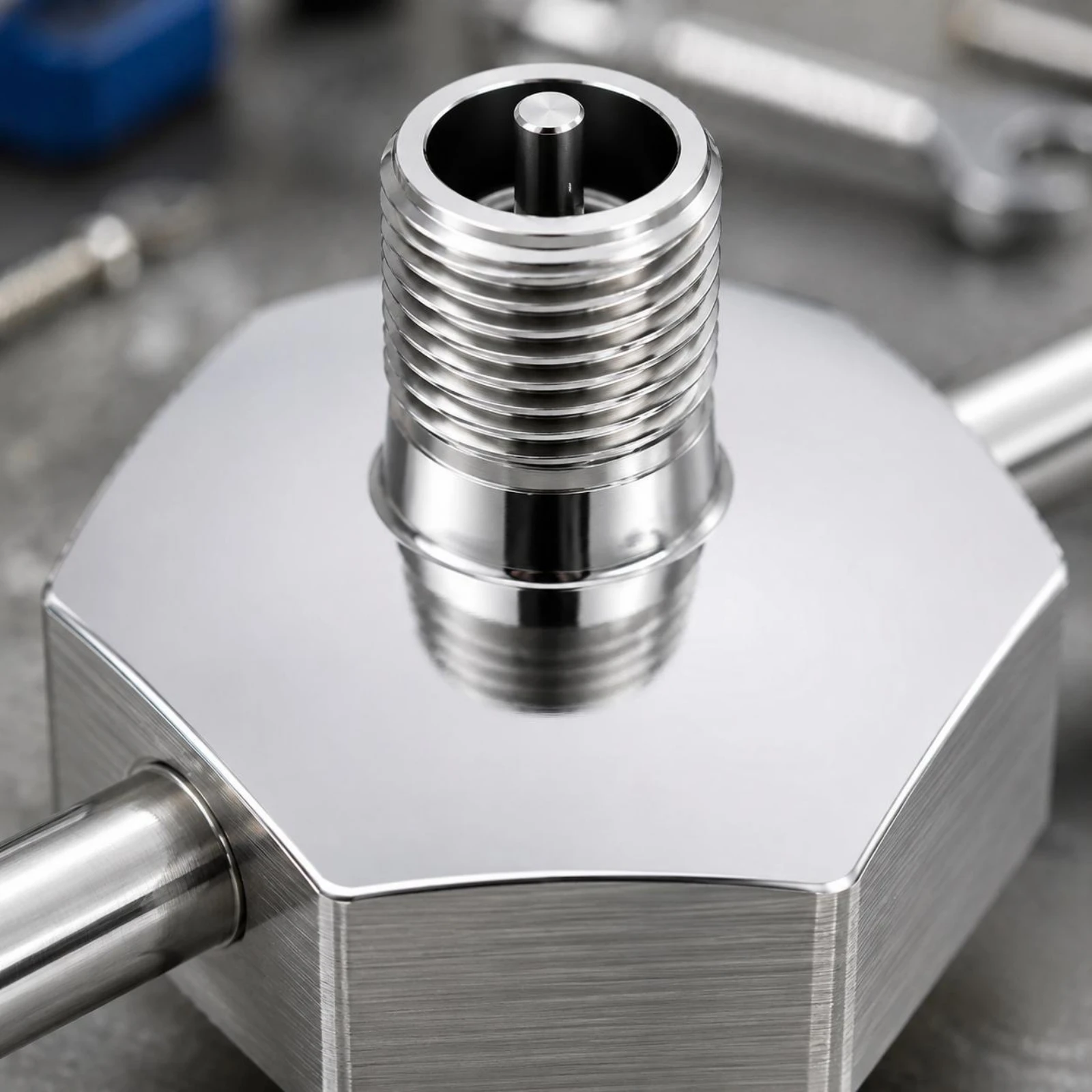 Hexagonal Sprayer Cap Assembly Polished Silver Straight Bar Handle Handle Cap Assembly
