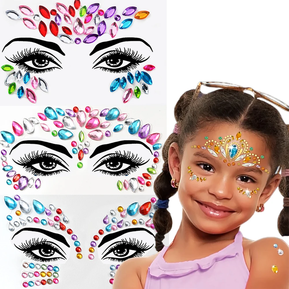 1 個カラフルなフェイスジュエルステッカー子供用小型宝石ラインストーン自己粘着ダイヤモンドアクセサリー子供のためのフェイスメイク