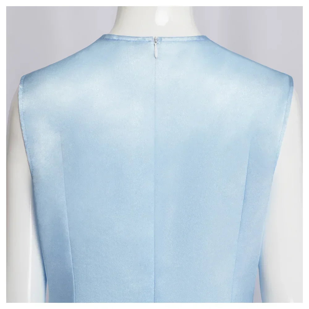 テレビクライガールズコスプレ衣装大人女性ノースリーブスカイブループリント A ラインドレスハロウィンパーティー衣装制服