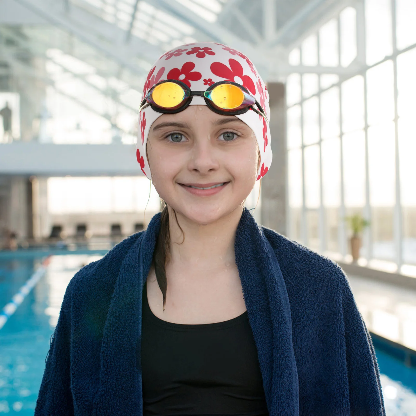 

1Pcs Kid Bathing Hat Silicone Swimming Caps for Children Waterproof Swim Caps Toddlers Ear Protection Lovely Patterns