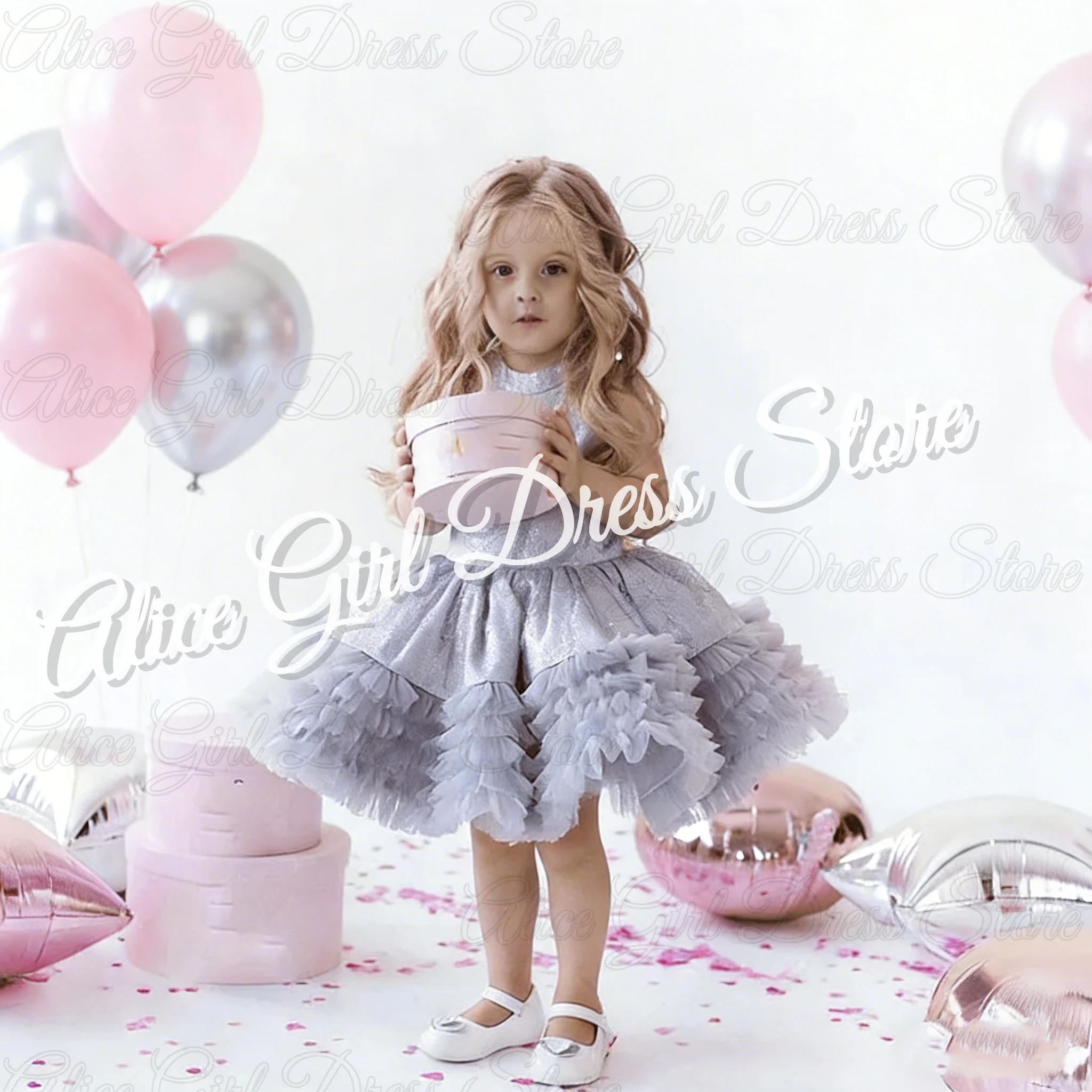 

Customized Lovely Flower Girl Dresses for Wedding Sleeveless Knee Length Girl Pageant Dress Kids Girl Party Birthday Gowns