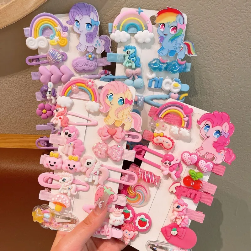 

14Pcs My Little Pony Cartoon Baby Barrettes Hair Clip Set Flower Fruit Baby Girl Barrettes Bangs Hairpins Kids Hair Accessories