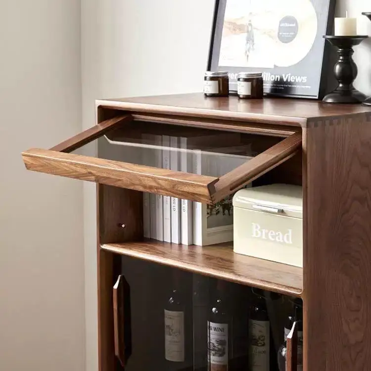 Solid wood dining side bookcase, living room TV cabinet, household display cabinet, storage locker side cabinet