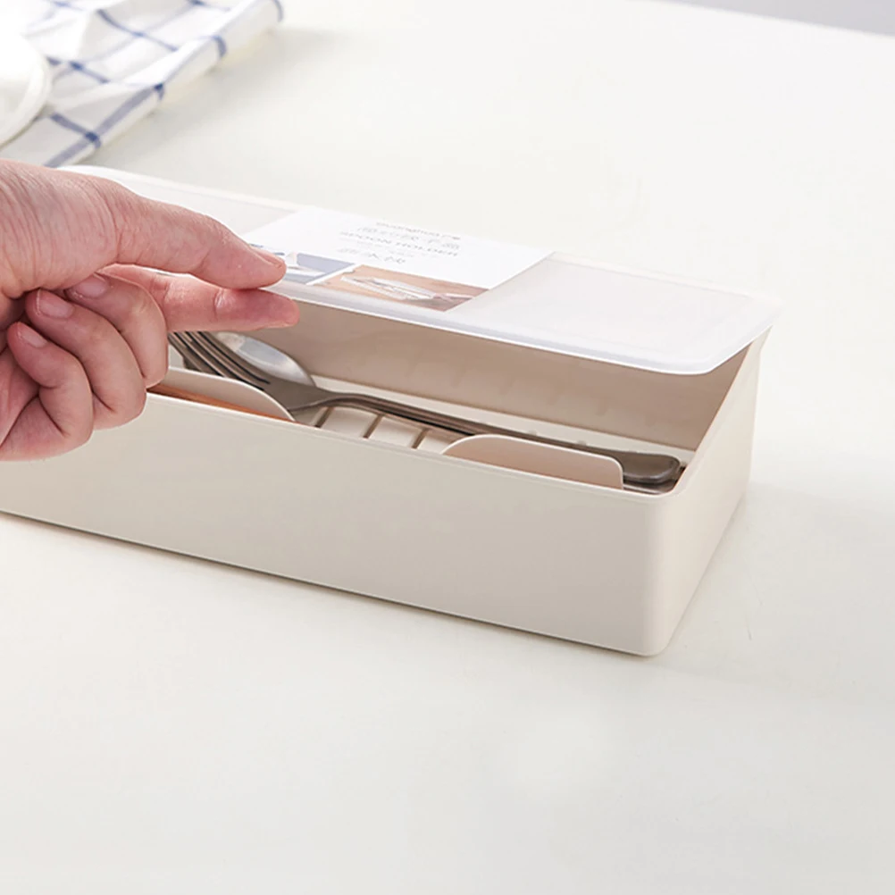 

Cutlery Organizer Box Kitchen Storage Tableware Holder Drying Rack For Spoons Forks Chopsticks Dust Proof Container