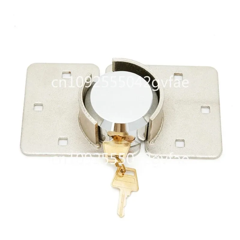 Round Steel Lock with Base, Trailer Tailgate Lock with Key, Universal Container Warehouse Lock Hook and Padlock Kit