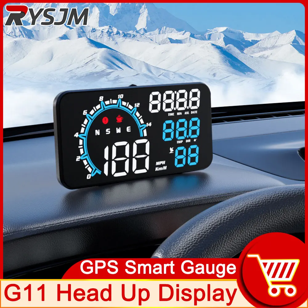 

G11 GPS HUD Head Up Display Speedometer Km/h MPH Odometer LED Display Windscreen Projector with Overspeed Fatigue Driving Alarm