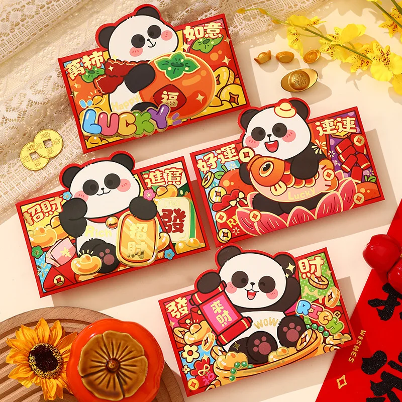 

4Pcs Chinese New Year Lucky Red Envelope 2026 Horse Year Kids Gift Bag Money Pocket Envelope Zodiac Horse Red Packet