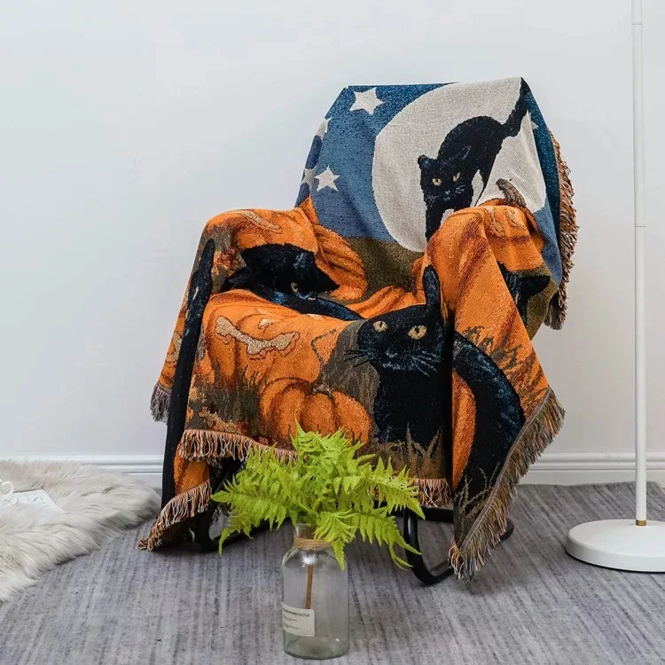 Cat series sofa cover-up ins style thread blanket abstract four seasons universal multi-functional thread blanket tapestr