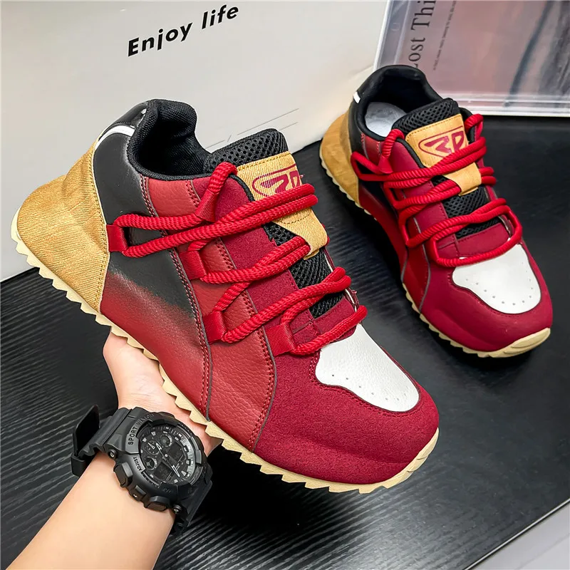 Casual Man Shoes Fashion Non-slip Shoe for Men Outdoor Solid Colour Zapatillas De Hombre Mens Tennis Chunky Sneakers Thick Soled