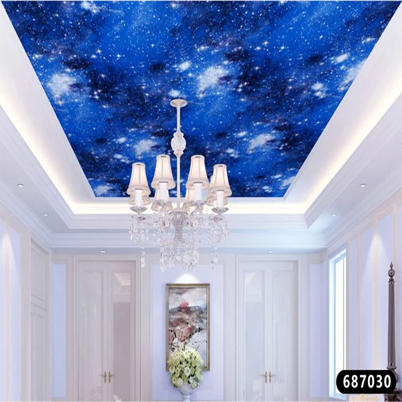 3D Universe Starry Blue Sky Vinyl Wallpaper Roll for Bedroom Living Room KTV Bar Ceiling Roof Space Wall Paper Home Decor 9.5M