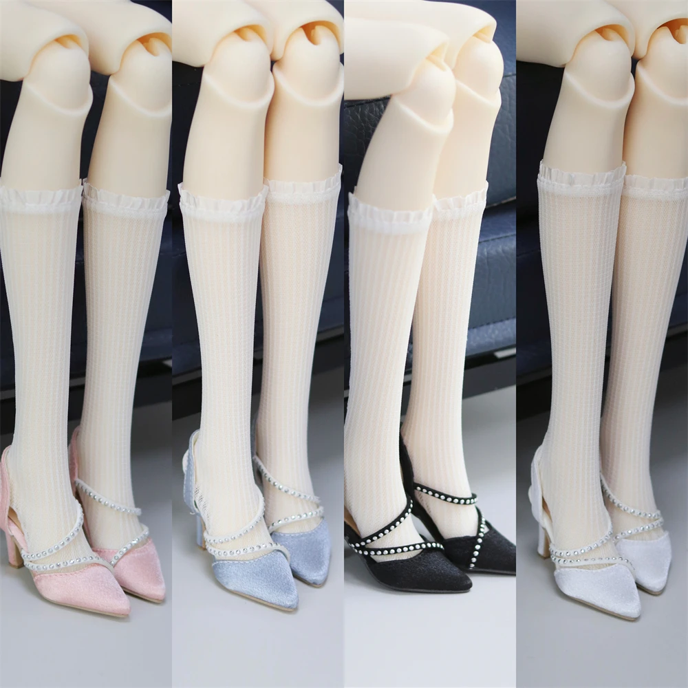 BJD دمية أحذية 1/3 SDGR/AS الفتيات الحرير الحقيقي الصليب مشبك مدبب الكعوب لعبة الفرنسية برشام سلسلة هدايا سوداء أنيقة إكسسوارات دمي #1