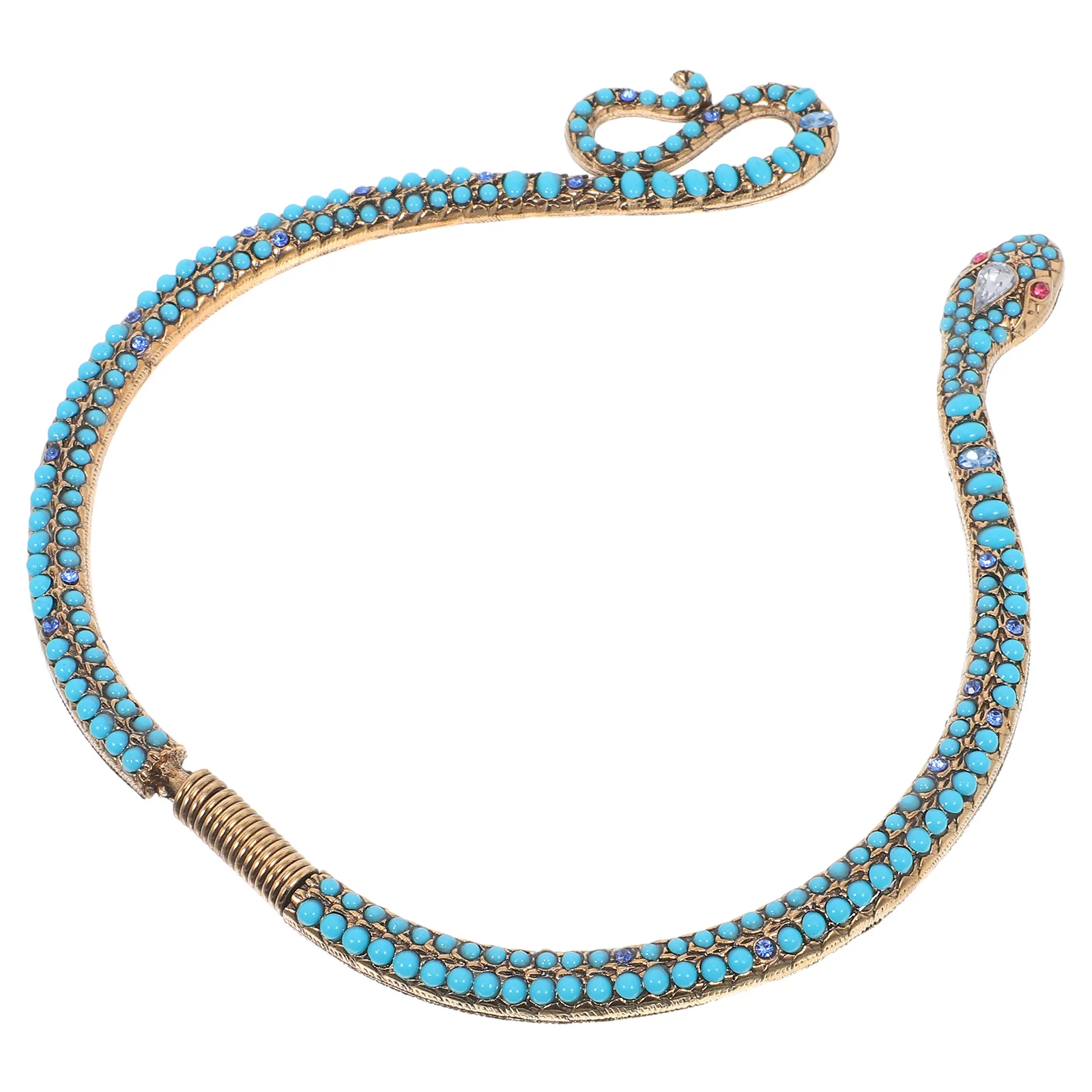 

1Pcs Vintage Snake Necklace Alloy Rhinestone Clavicle Chain Snake Choker Neck Jewelry Animal Jewelry Halloween Costume