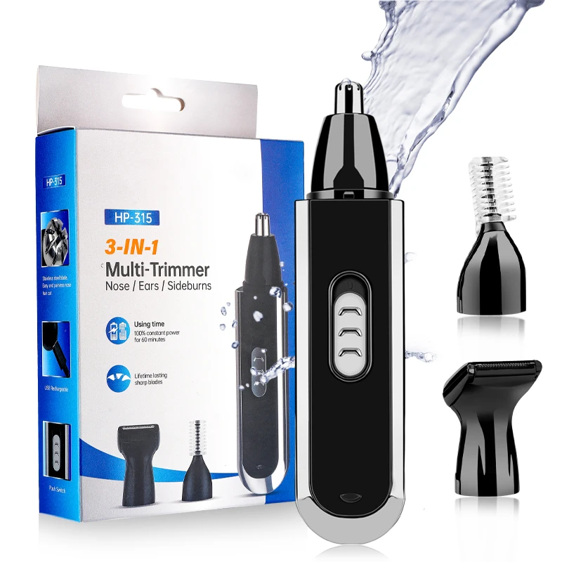 New Men's Ear and Nose Hair Trimmer 3-in-1 Multifunctional Nose Hair Remover Shaver Eyebrow Trimmer Set