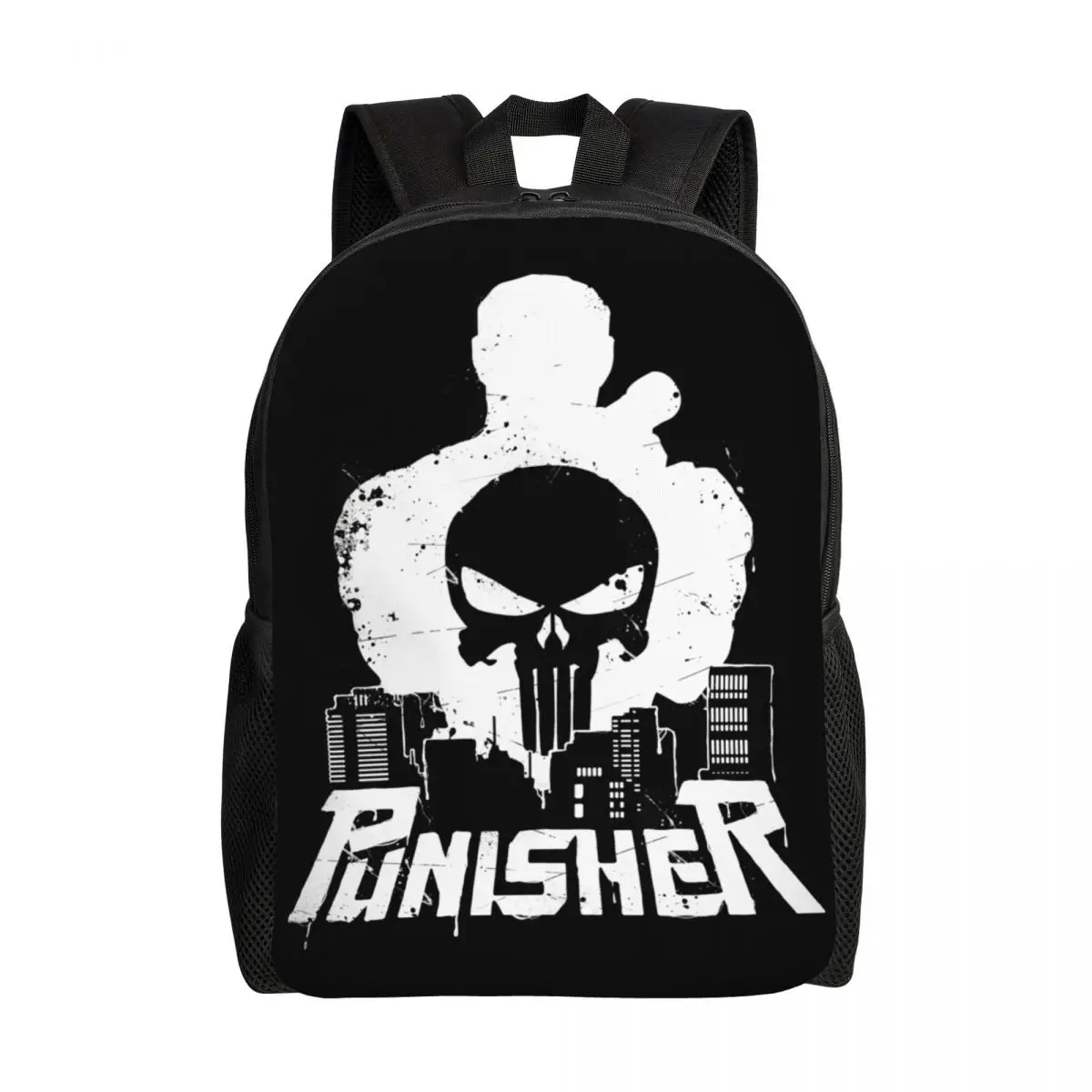 Custom 3D Print Punisher Skyline Backpack for Boys Girls College School Travel Bags Women Men Bookbag Fits 15 Inch Laptop